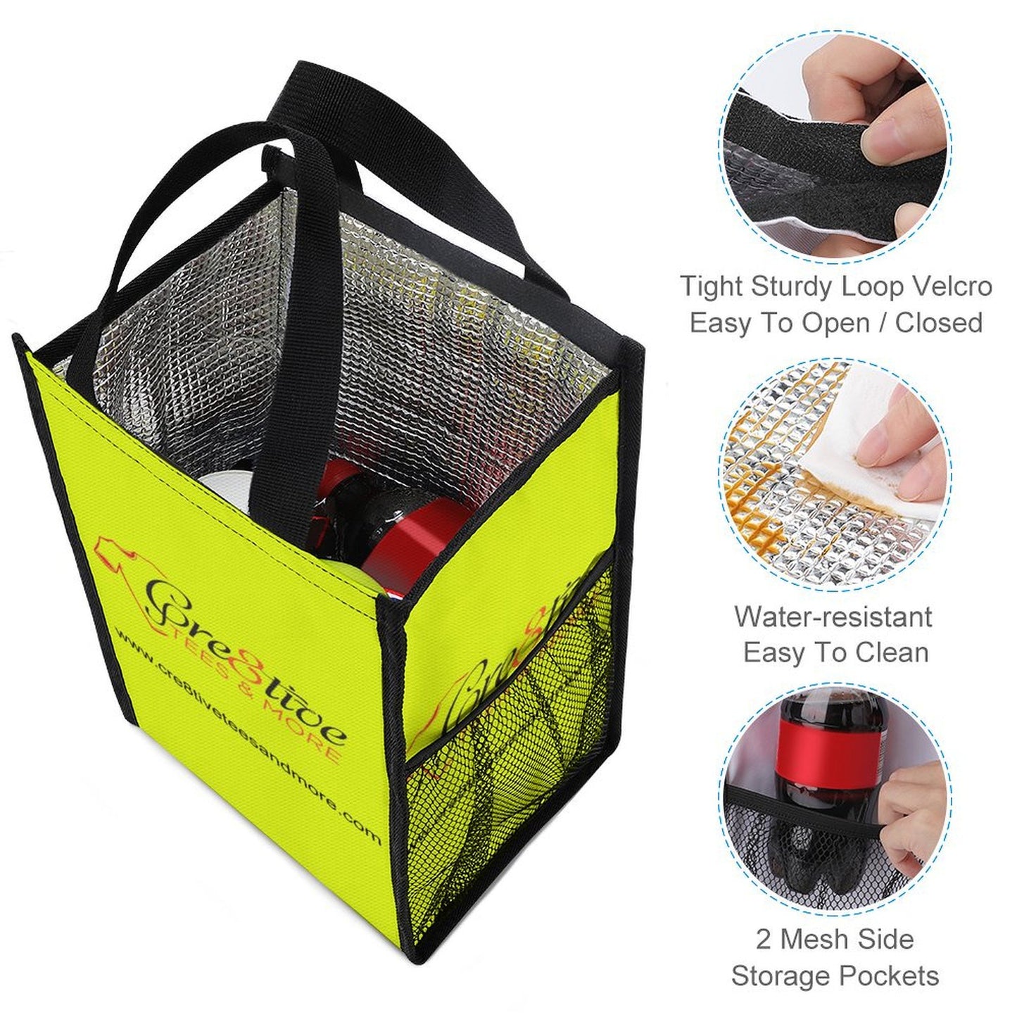 Custom Foldable Lunch Bag with Mesh Pockets
