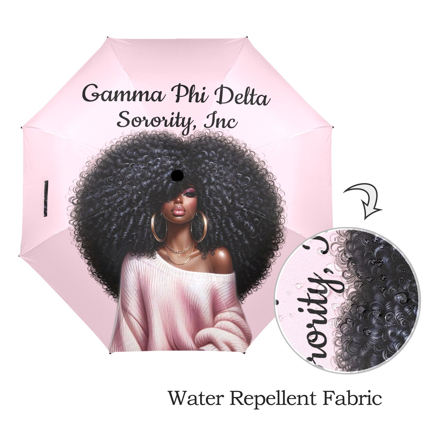 Big Hair Don't Care Pink Semi-Automatic Umbrella