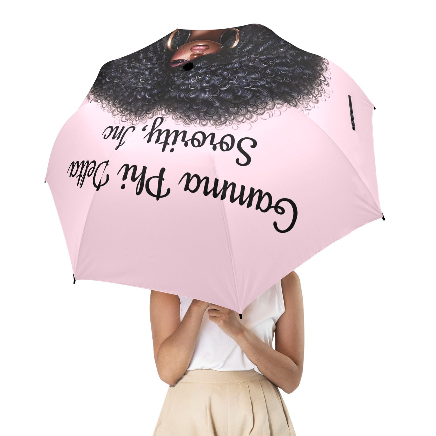 Big Hair Don't Care Pink Semi-Automatic Umbrella