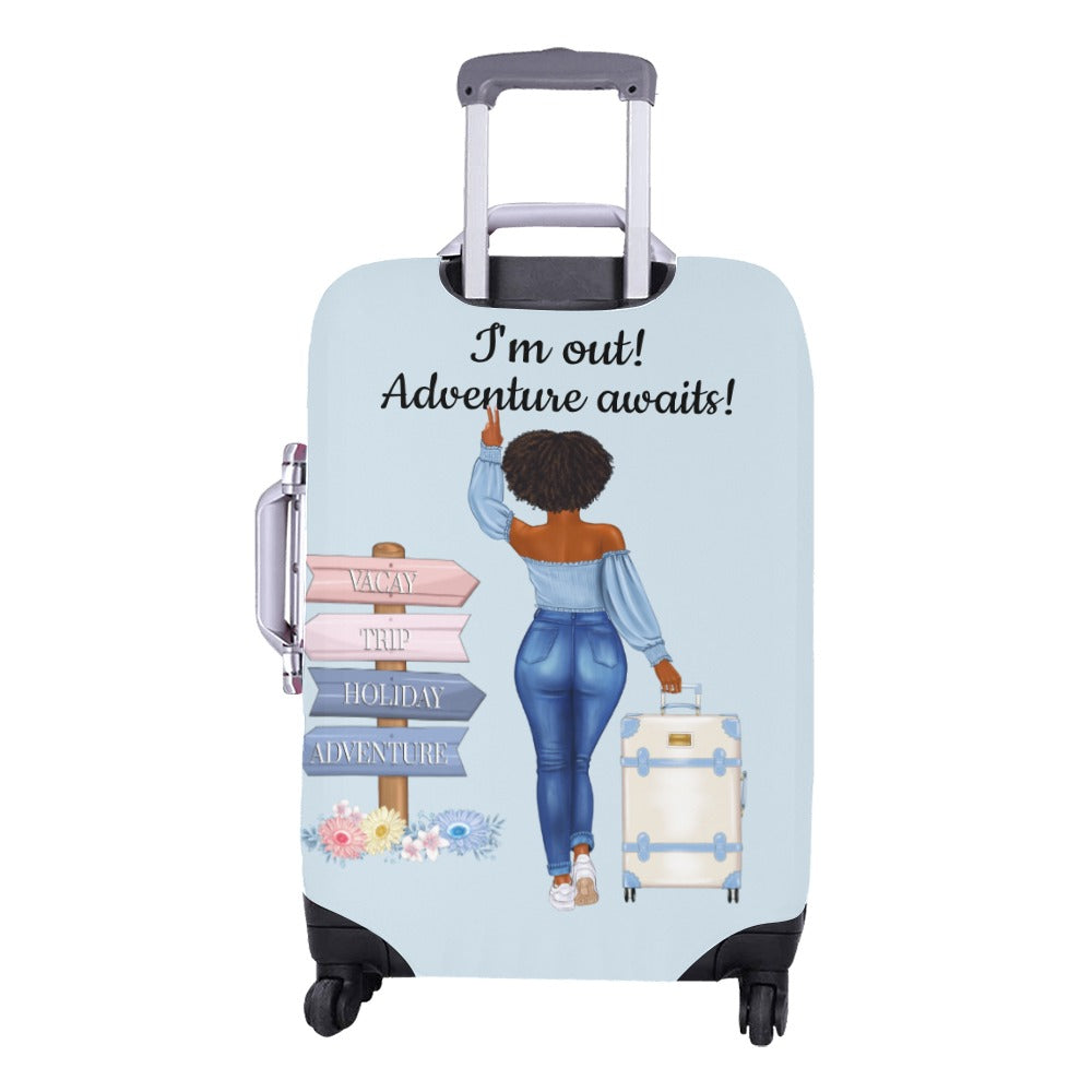 Adventure Awaits Luggage Cover /Medium 22"-25"