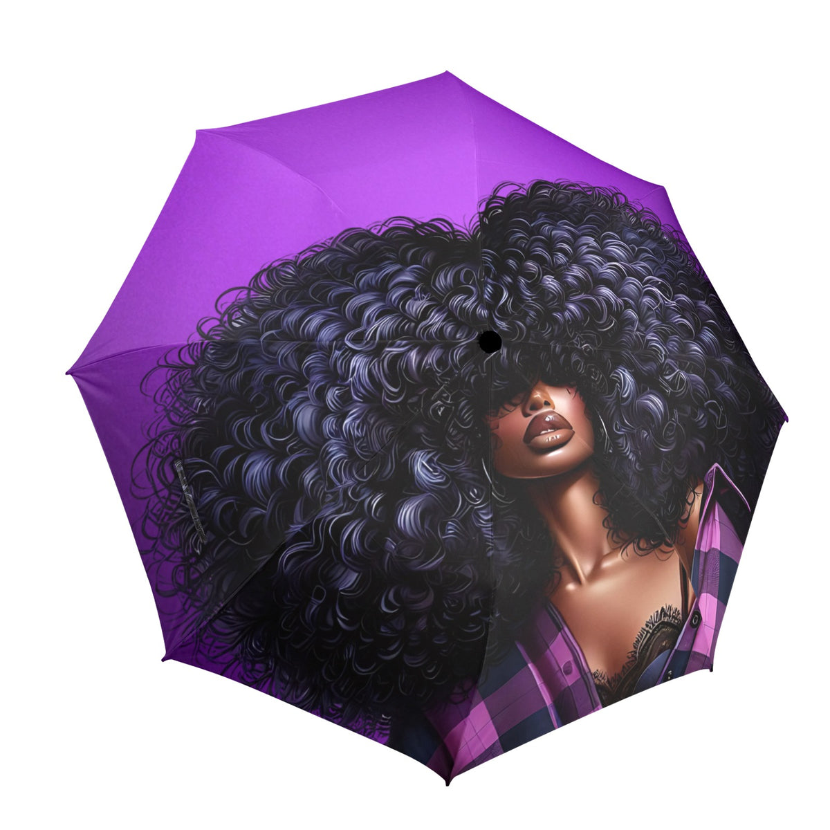 Big Hair Don't Care Purple Umbrella Semi-Automatic