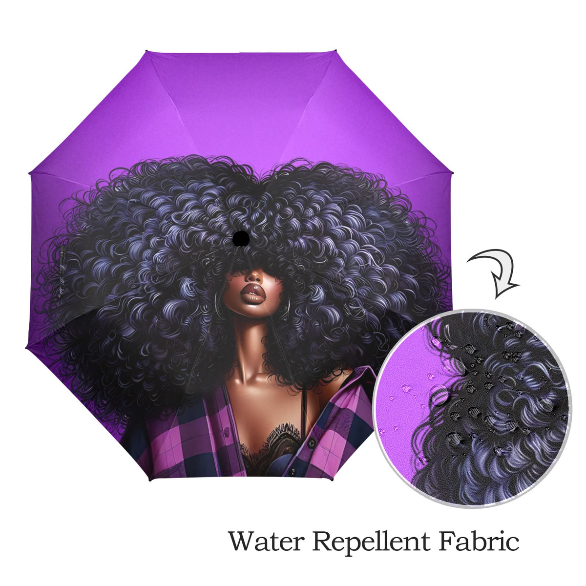 Big Hair Don't Care Purple Umbrella Semi-Automatic