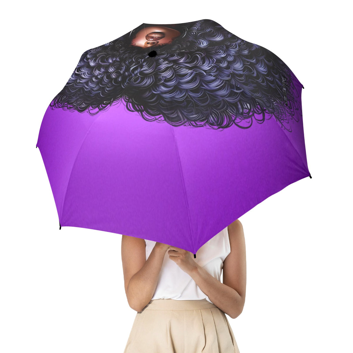 Big Hair Don't Care Purple Umbrella Semi-Automatic