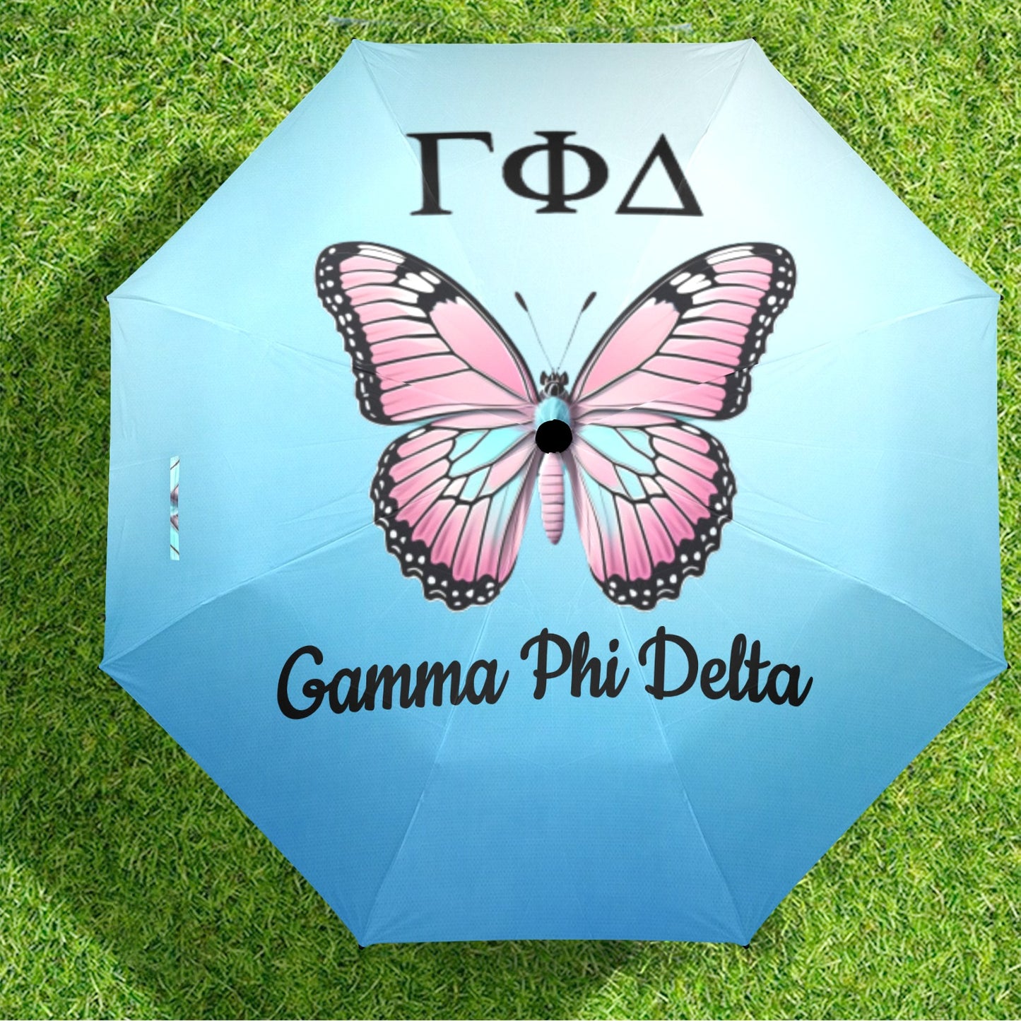 Gamma Phi Delta Butterly Semi-Automatic Foldable Umbrella