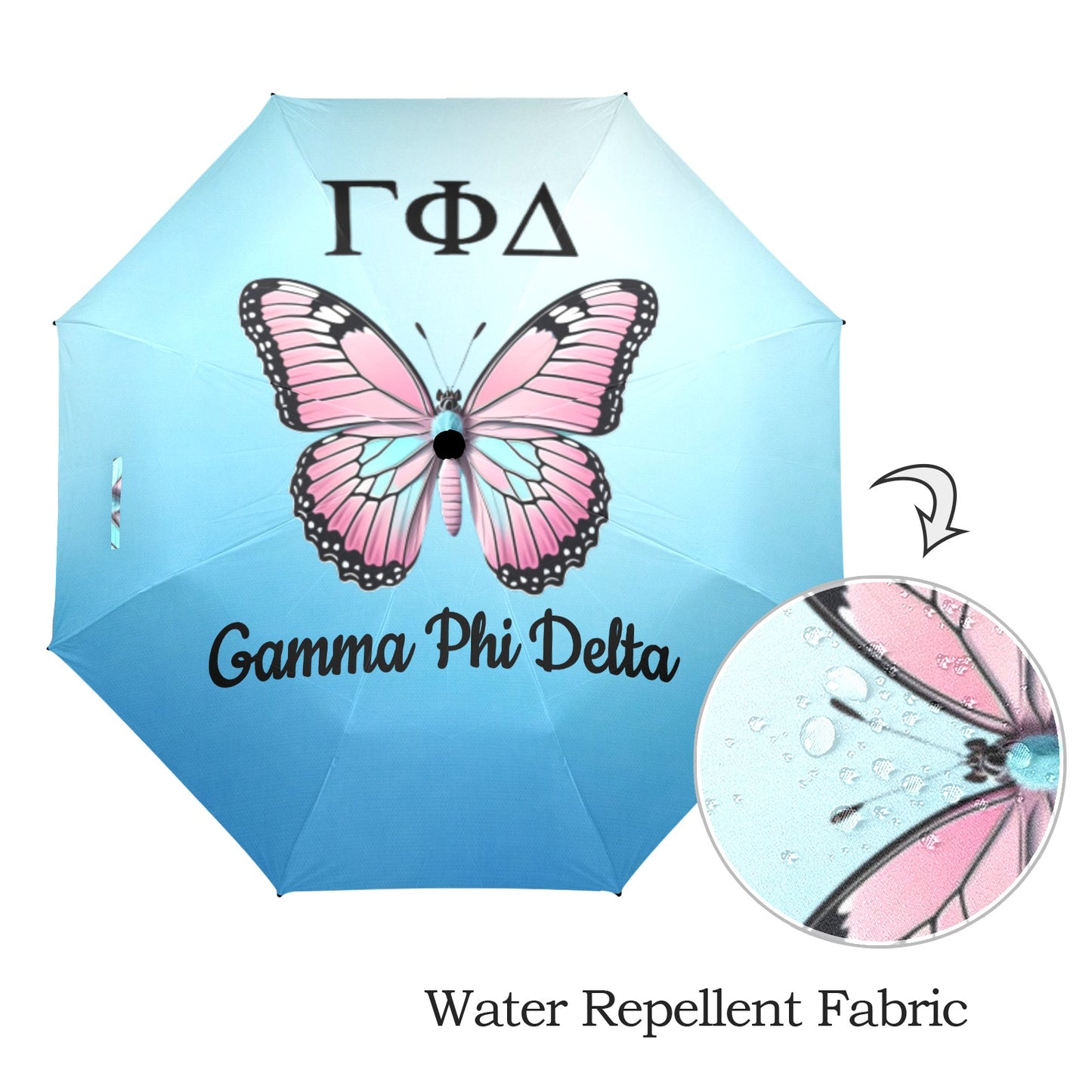 Gamma Phi Delta Butterly Semi-Automatic Foldable Umbrella