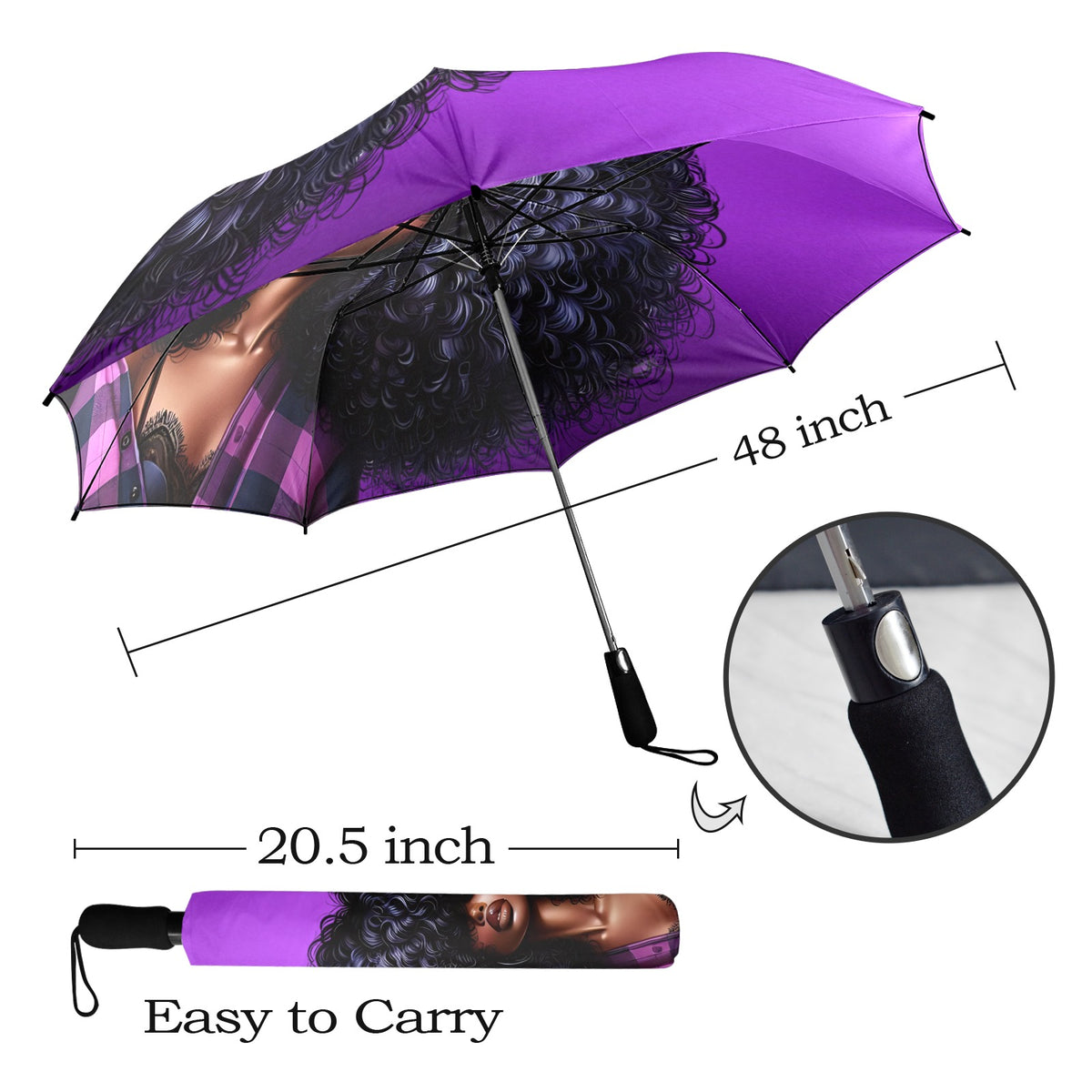 Big Hair Don't Care Purple Umbrella Semi-Automatic