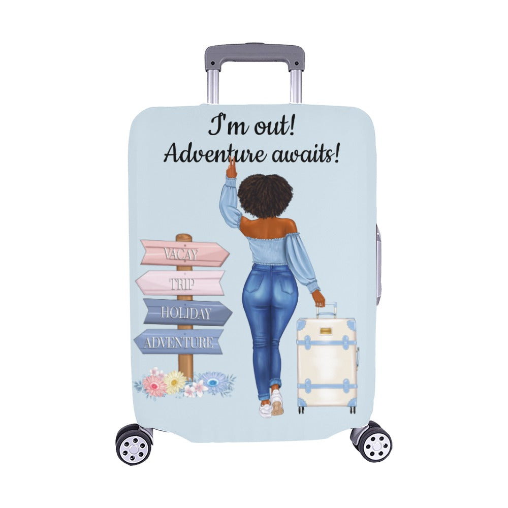 Adventure Awaits Luggage Cover /Medium 22"-25"