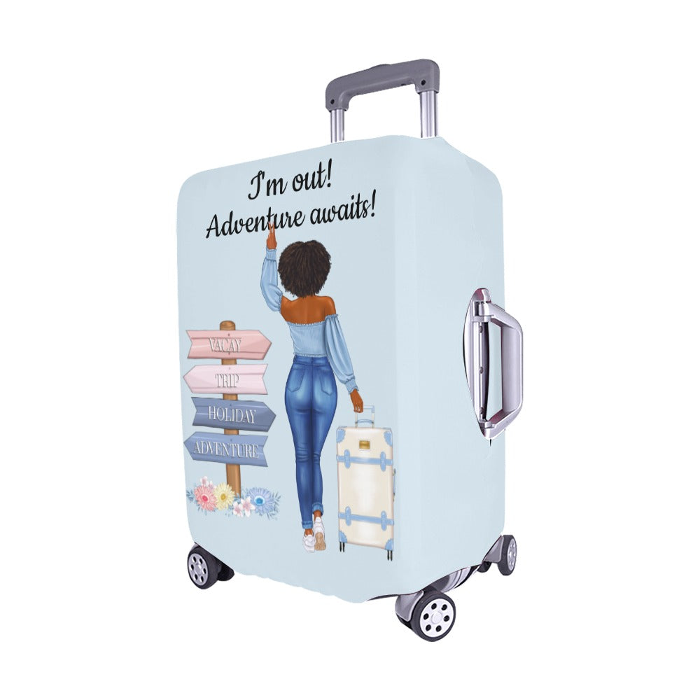 Adventure Awaits Luggage Cover /Medium 22"-25"